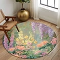 thumbnail image 2 of Round Rug 7Ft Washable Non-Slip, Spring Floral Circle Area Rugs for Living Room Bedroom, Forest Leaves Trees Blossom Oil Painting Indoor Floor Mats Carpet Runner for Home Decor Aesthetic, 2 of 8