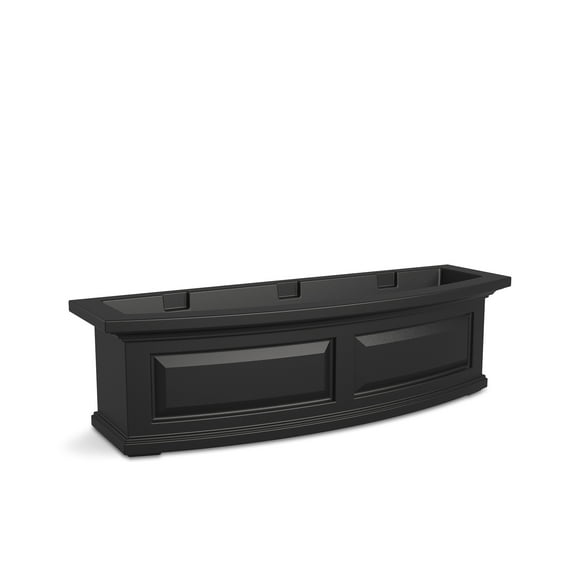 Mayne Nantucket 36" x 12" x 10" Rectangle Black Self Watering Plastic Window Box Planter