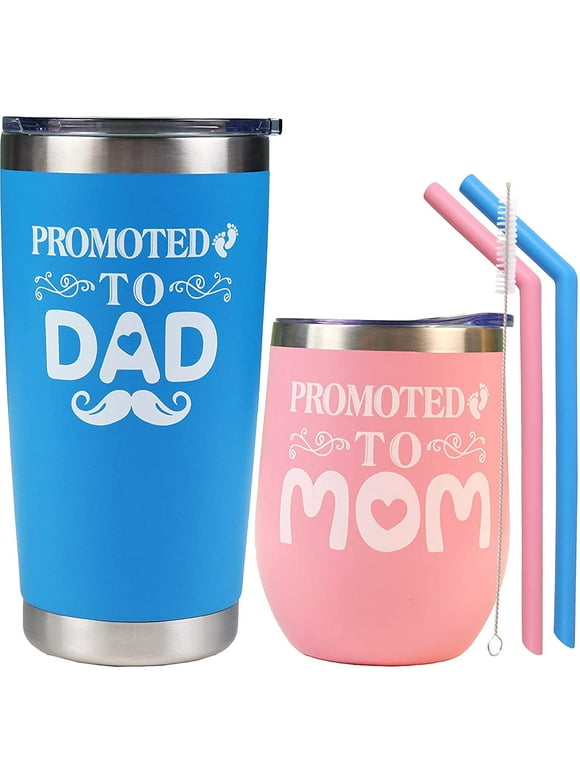 DORADREAMDEKO Promoted Parent Tumbler & Mug Set - Perfect Christmas Gift for New Moms and Dads, Celebrate Parenthood with this Unique Couple Gift!