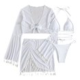 thumbnail image 6 of Women's Bikini Set High Waist Mesh Insert with Bra Pads No Underwire Sexy Two Piece Swimsuit for Beach Vacation,White,S, 6 of 6