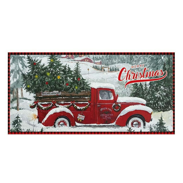 Binwennn Christmas Garage Door Decorations Christmas Garage Door Banner Mural Covered In 7 X 16 Foot Car Christmas Tree Pattern Garage Door Mural For Holiday Parties Canadian Flag 3x5 Polyester