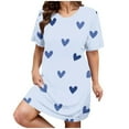 thumbnail image 1 of Kelon Chemises de Nuit et Robes de Nuit pour Femmes Grande Taille Robe de Nuit Décontractée pour Femmes Grande Taille Imprimé Cœur Manches Courtes Col Rond Extensible Moyen Ample Robe de Nuit Saint-Valentin, 1 of 4