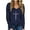 Bleu Foncé, variante sur T-shirt Décontracté à Manches Longues et à Col en V pour Femmes