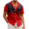 thumbnail image 2 of Mens Holiday Seaside Leisure Loose Button Stand Digital 3D Printed Shirt Short Sleeve Top, 2 of 4