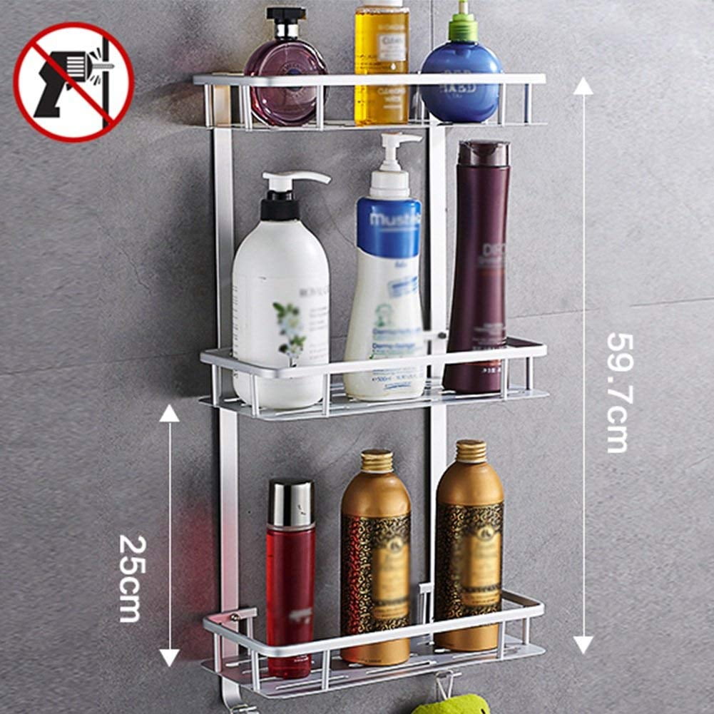 Bathroom Shelf Shower Organizer Wall-mounted Widen Triangle Basket Hook ...