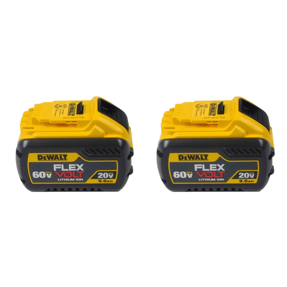 DEWALT FLEXVOLT 20V/60V MAX 9.0Ah Battery Pack 2-Pack (DCB609-2) – 180Wh, Extended Runtime, LED Fuel Gauge