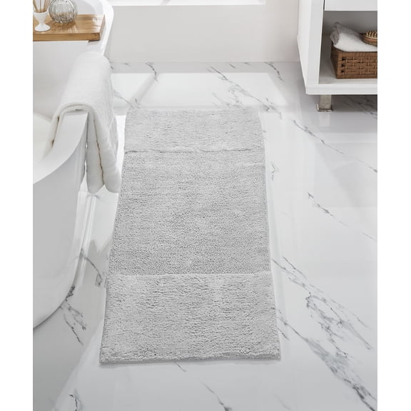 Better Trends 20" x 60" Bathroom Runner Mat 100% Cotton, Extra Soft Tufted Bath Rug, Water Absorbent & Non Slip, Solid Pattern, White Granada Collection