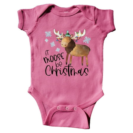 

Inktastic It Moose be Christmas Colorful Lights and Snowflakes Gift Baby Boy or Baby Girl Bodysuit