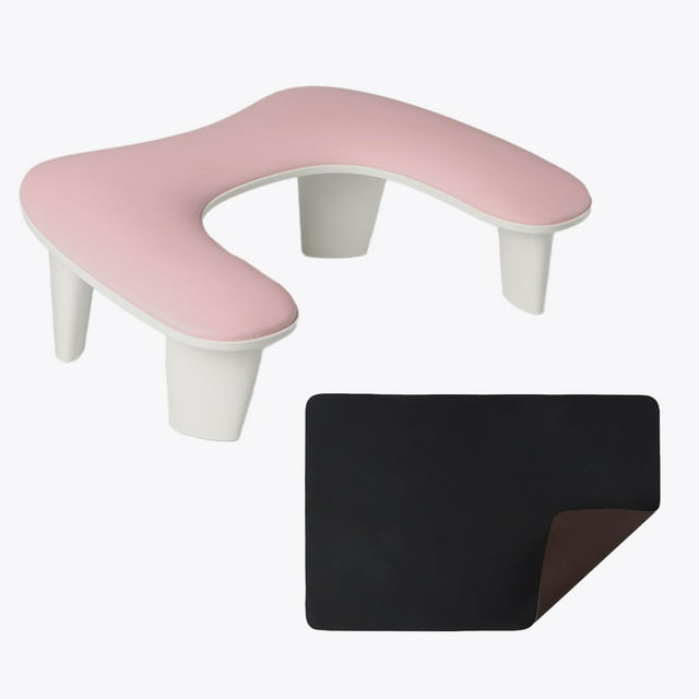 Reposabrazos para manicura, almohada para uñas, extraíble, portátil, suave, multifunción con alfombrilla para mano Rosa