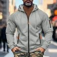 thumbnail image 6 of Men's Hoodie with Zipper Arm Pocket, Fleece Cardigan Oversized Casual Pullover for Daily Wear, Lounge,Light Gray,XL, 6 of 8