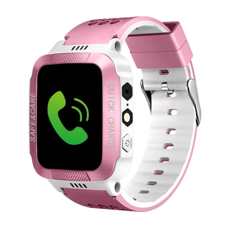 Kids Smart Watches With GPS Tracker Phone Call for Boys Girls, Digital Wrist Watch, Sport Smart Watch, Touch Screen Cellphone Camera Anti-Lost SOS Learning Toy for Kids Gift (Pink&White)
