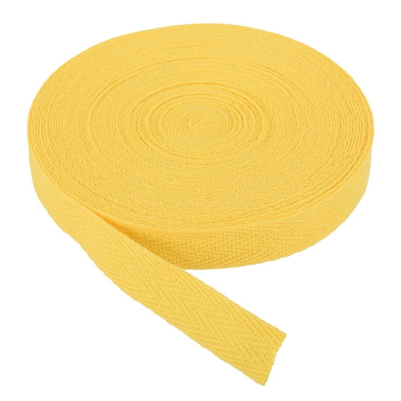 Cotton Twill Tape 5/8" 10 Yards Cotton Ribbon Bias Binding Tape Herringbone Webbing Trim for Sewing Bright Yellow