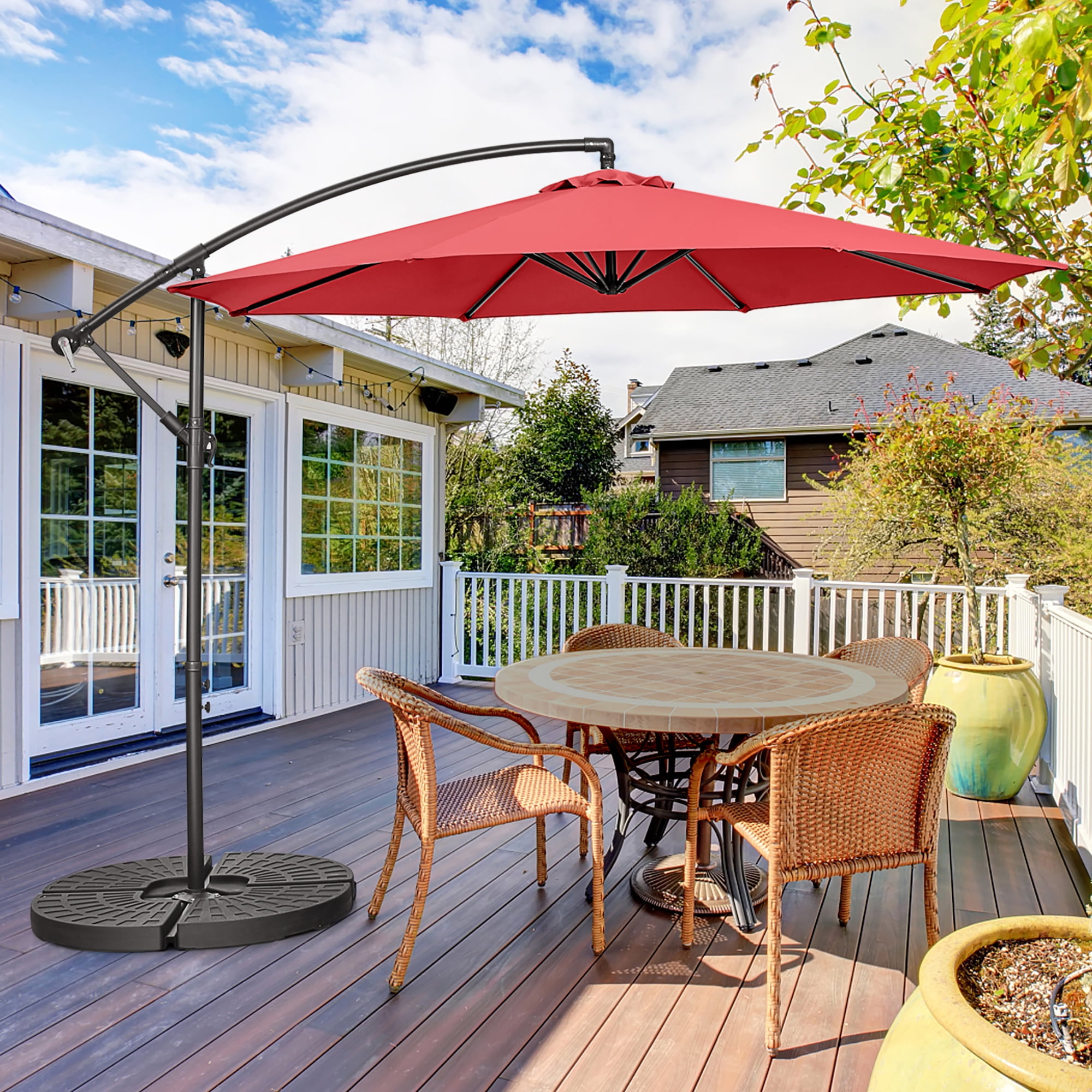 6 chair patio table with umbrella Lira Outdoor Solid Wood Dining Set with Umbrella Hole for 6 People, 63"  Tapered Legs