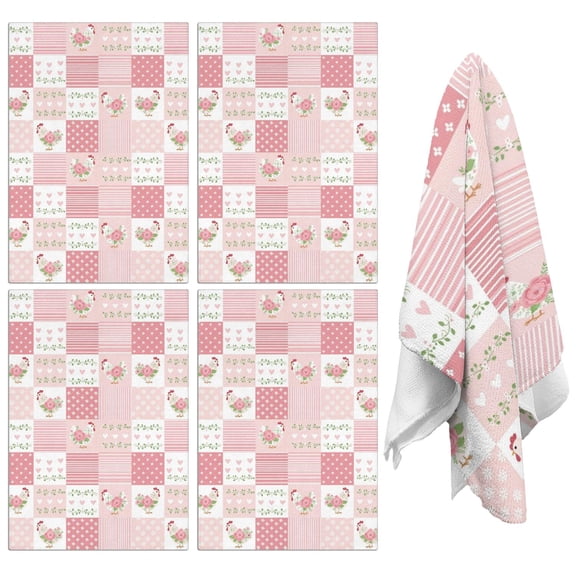 4 Pcs Pioneer Flower Floral Print Pattern Funny Kitchen Towels, Microfiber Dish Towels, Kitchen Tea Towels Set 18" X 26"
