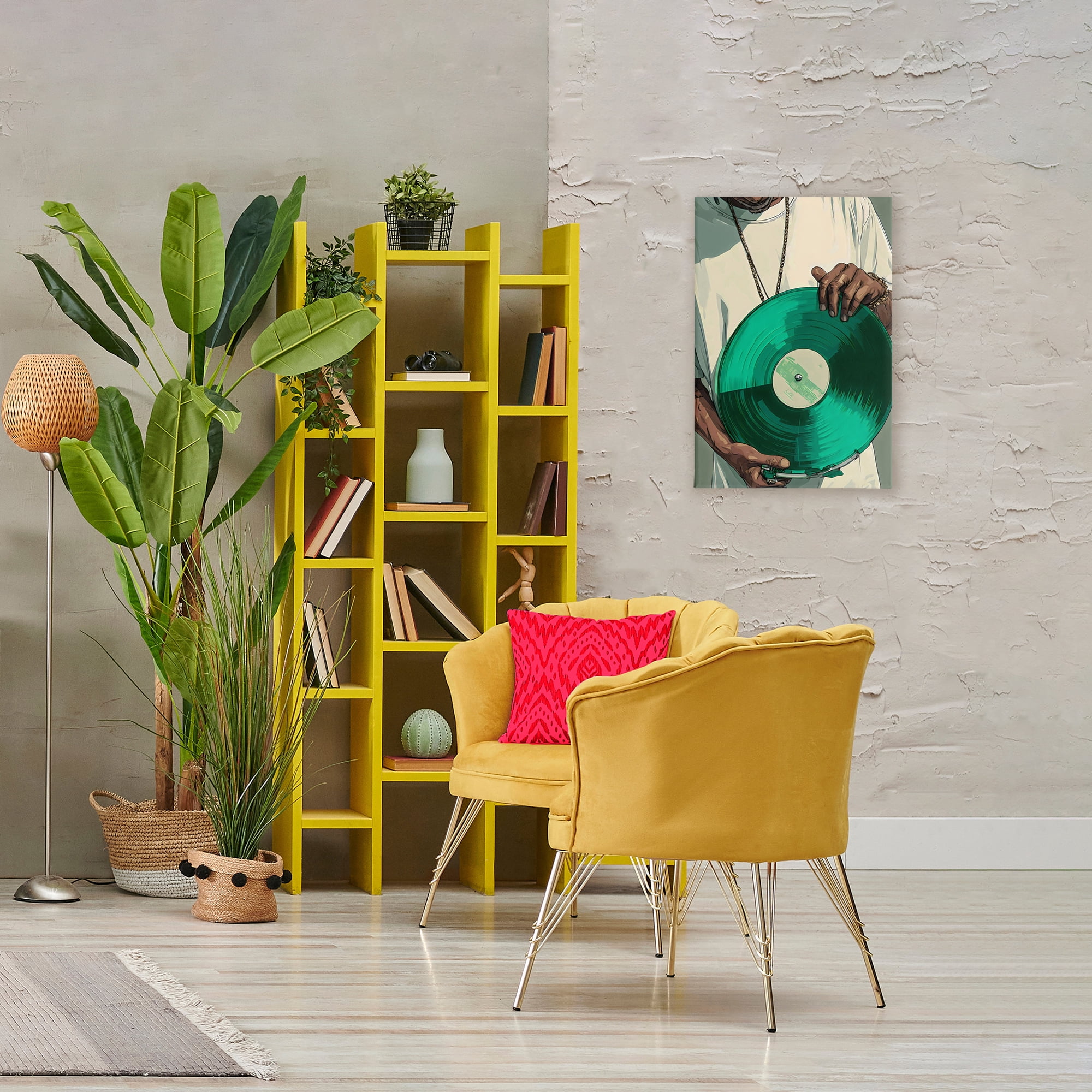 Stupell Industries Green Vinyl Record Portrait Canvas Wall Art, design by Franklyn Gregory