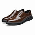 thumbnail image 5 of kkdom Men Dress Shoes Oxford Shoes Classic Lace up Formal Dress Oxfords Shoes Brown Size 7, 5 of 6