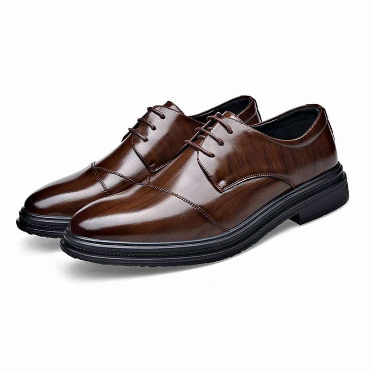 Men's Brown Leather Dress Shoes - Stylish and Comfortable Lace-Up Formal Shoes for Office and Special Occasions