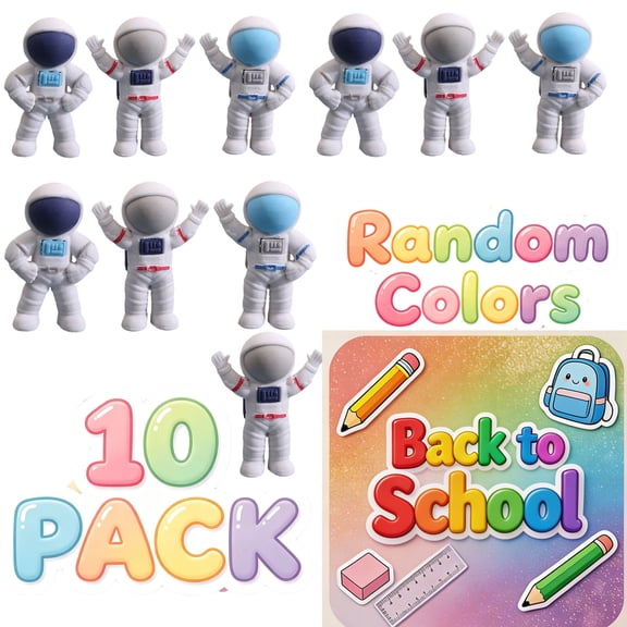 FEOLGEHLY 10PCS Astronaut Erasers, Pencil Eraser, Eraser for Office Exam, Under 2$ Pencil Erasers for Writing Drawing, Office Supplies, Stationery, Clean Erasing, Novelty Design (Random Colors)