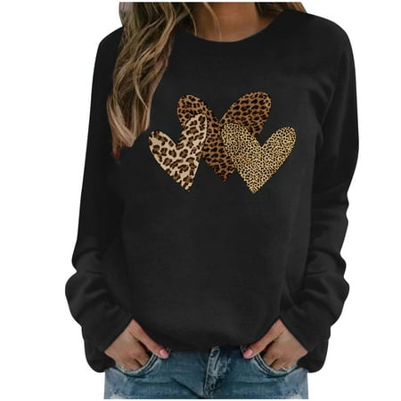 

Aueoeo Oversized Sweatshirts for Women Womens Tunic Sweatshirts Women Fashion Casual Valentine s Day Print Long Sleeve Tops Hoodless Sweatshirts