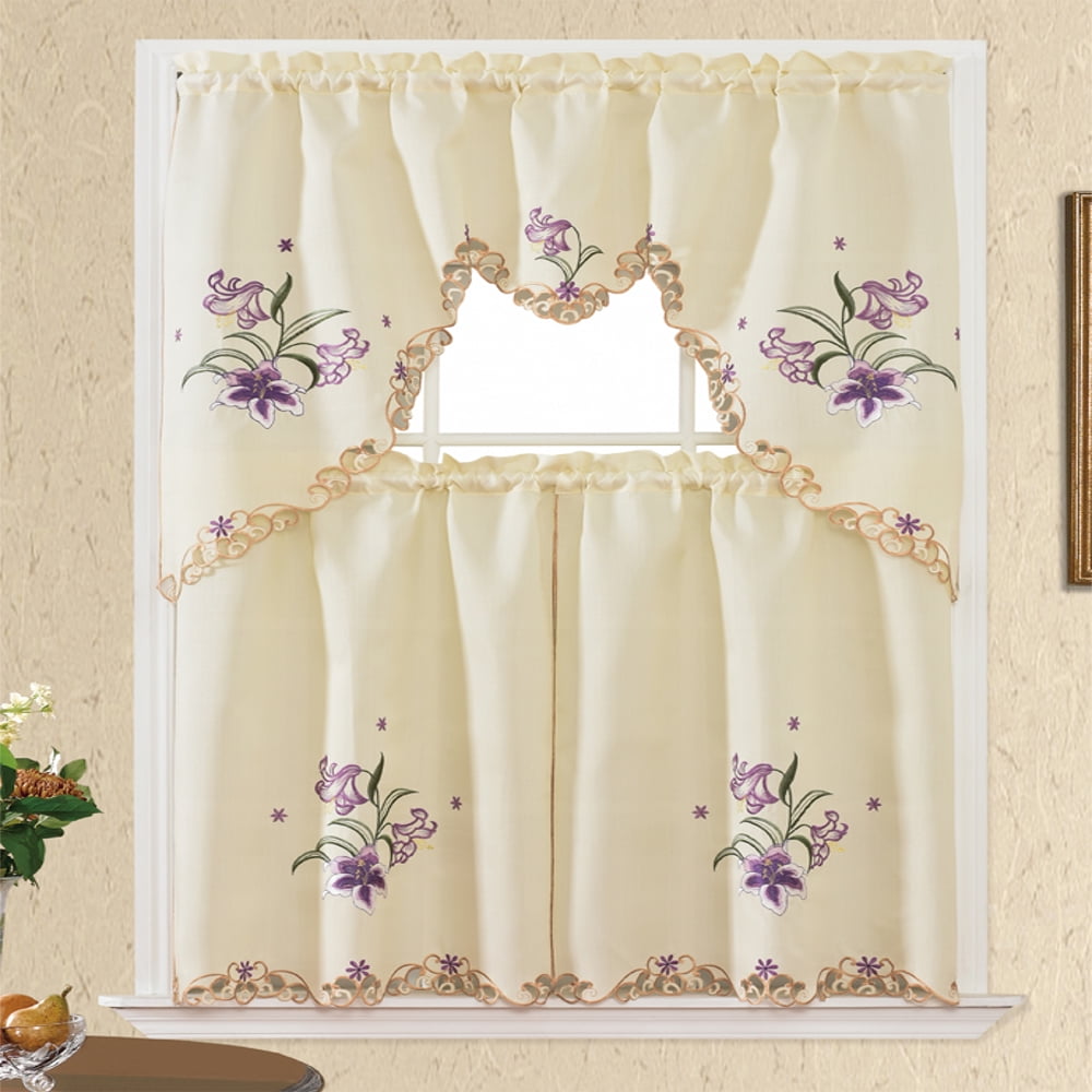 Estelle Kitchen Curtain (Lavender) - Walmart.com