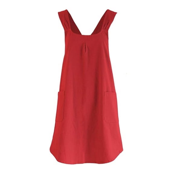 Jkung Cotton Linen Cross Back Apron for Women Men Chef Japanese Style Pinafore Dress with Pockets for Cooking Baking Gardening