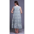 thumbnail image 2 of Bimba White23 Motif Damassé Vector Mi-Mollet Vêtement de Nuit Femme Coton Imprimé Sans Manches Robe de Nuit Maxi Taille Medium, 2 of 6