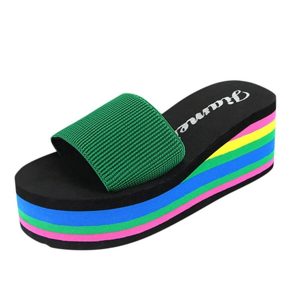 Women's Fashion Platform Bath Slippers Wedge Beach Shoes High Heel Sandals