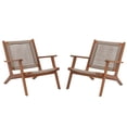 thumbnail image 4 of JOIVI Acacia Wood Patio Chair Set of 2, Modern Accent Chairs with Armrest, Reading Armchair with Rope Woven Backrest and Seat for Porch, Balcony, Living Room, Garden, Beige, 4 of 8