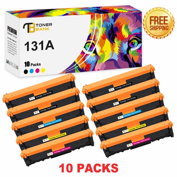Toner Bank 10-Pack Compatible Toner for HP 131A CF210A Pro 200 Color M251nw M251n MFP M276nw M276n Printer Ink 4 * Black, 2 * Cyan, 2 * Magenta, 2 * Yellow