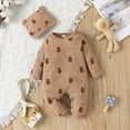 thumbnail image 2 of Bearichfupo Infant Boys Girls Long Sleeve Cartoon Bear Prints Romper Newborn Bodysuits Jumpsuit Outwear With Hat Outfits,Sizes 6-9 Months, 2 of 4
