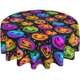 thumbnail image 2 of Funny Halloween Tablecloth, Funny Pumpkin Table Cloth Washable Reusable Round Tablecloth 60 Inch for Home Party Dining Table Decor, 2 of 6