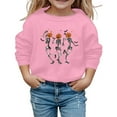 thumbnail image 2 of LIIPEE Girls Boys Sweatshirts Halloween Cartoon Skeleton Pumpkin Graphic Printed Long Sleeve Round Neck Pullover Sweatshirt Kids Trendy Birthday Hoodies,Pink,5-6 Years, 2 of 3