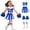 Blue, variant on IROOZIGOTO Girls Cheerleader Costume Set Blue White Sleeveless Cropped Top Pleated Skirt with Pom Poms Socks for Halloween Cosplay Themed Party