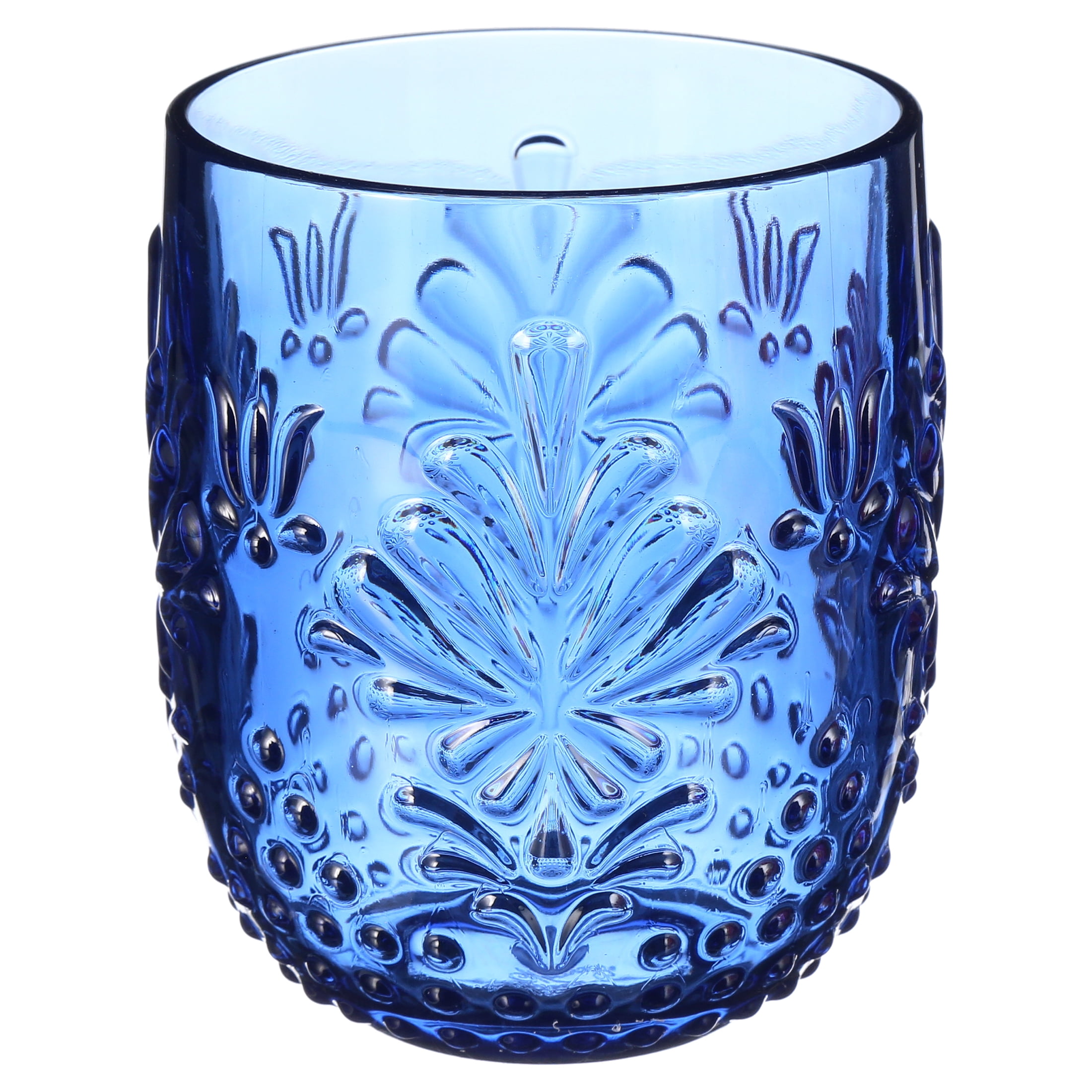 Blue Callie Stemless Wine Glasses, Set of 4