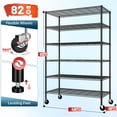thumbnail image 3 of Romorgniz 82" H X45 W X18 D Storage Shelves with Wheels, 6 Tier Wire Shelving Adjustable Metal Shelving Pantry Shelves Capacity 1200LBS for Garage Shelving, Pantry, Kitchen, Closet, Black,2P, 3 of 12