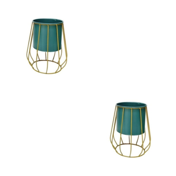 Toystoory Maceta nórdica, maceta geométrica, soporte de exhibición, jarrón de escritorio Simple de Metal para el hogar, adornos, farol verde Farol Verde Oscuro 2Conjunto