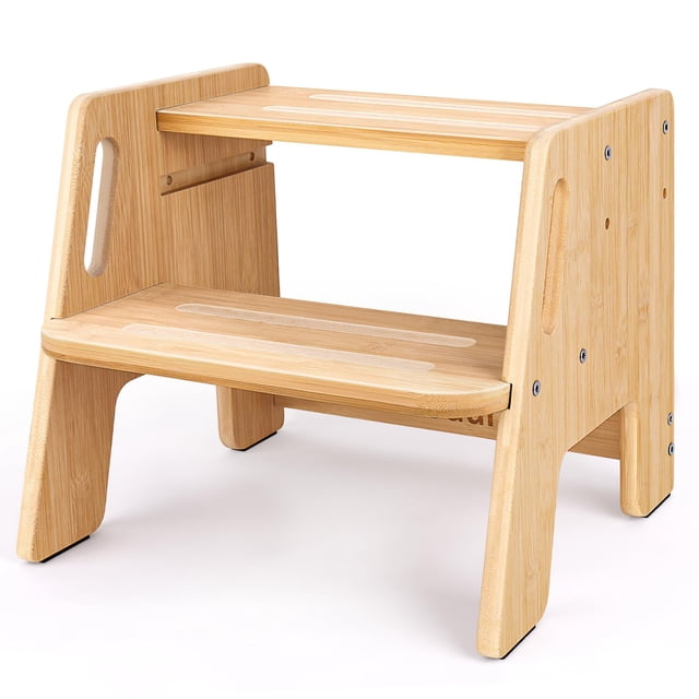Taburete Woodure con 2 escalones regulables en altura para niños