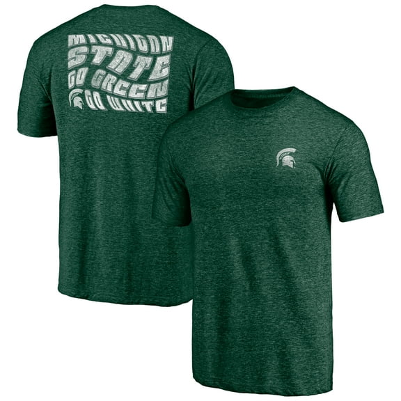 Men's Green Michigan State Spartans Wavy Logo Tri-Blend T-Shirt