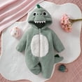 thumbnail image 7 of CUZIBR Dinosaur Boy Girl Halloween Onesie Animal Romper Jumpsuit Hooded Zip Up Long Sleeve Funny Dress-up Party Clothes,Green,1-3 Months, 7 of 7