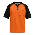 thumbnail image 6 of Hearthz Waffle Knit Henley Shirts for Men Raglan Short Sleeve Big and Tall Shirts for Men Moisture Wicking Color Block Athletic Shirts for Men with Pocket Orange XL, 6 of 6