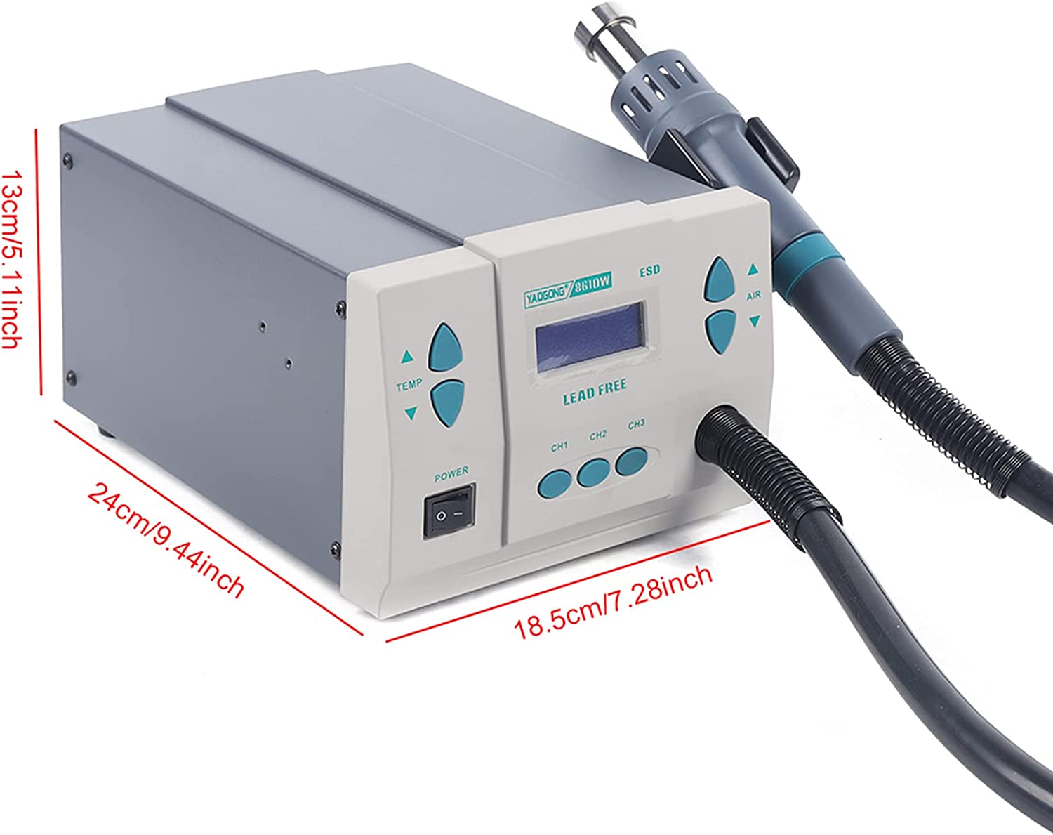 CNCEST 1000W 861DW Digital Heat Gun Air Rework Station Soldering Heat Gun 110V
