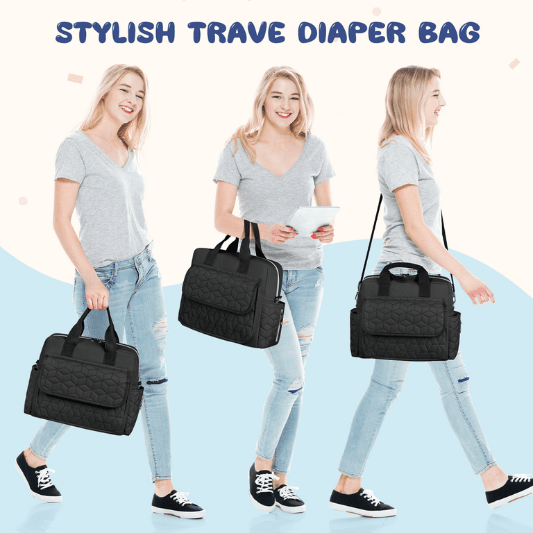 Diaper Bag Tote Large Capacity Baby Diaper Bag with 3 Insulated Pockets Lightweight Travel Diaper Tote for Mom Dad Double Layer Work Bag for
