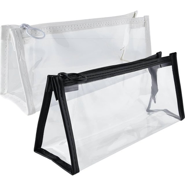 Estuche transparente de gran capacidad para exámenes, 2 unidades, para estudiantes, neceser de viaje con cremallera y estuche para cosméticos.