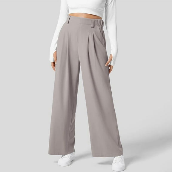 SIYUDAN Womens Trousers Ladies Casual Pants Grey Adult Baggy Pants Lightweight Pants Women Womens Elastic Waist Pants With Pockets Womens Fall Pants