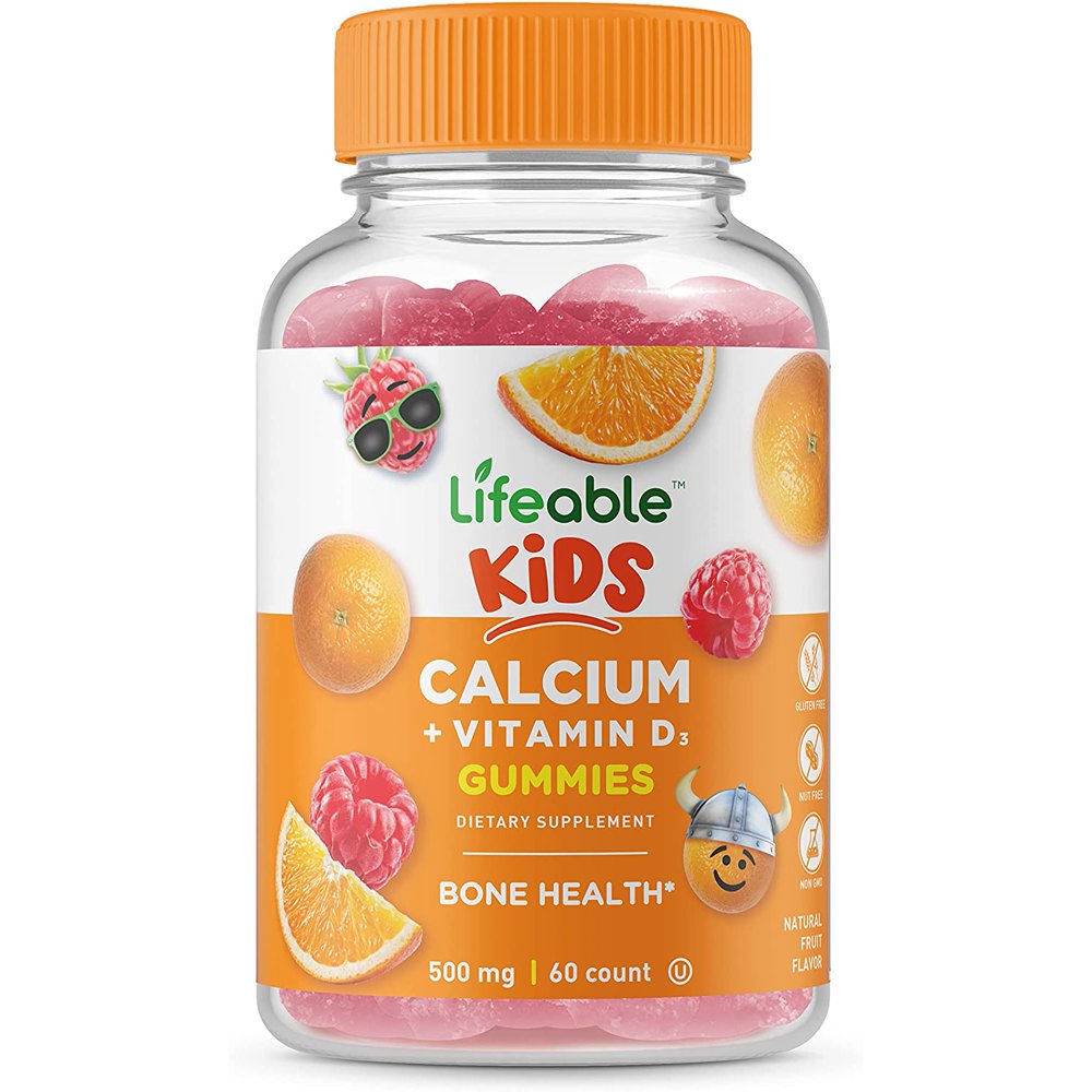 Lifeable Calcium Vitamin D Gummies For Kids 500 mg 60 Gummies