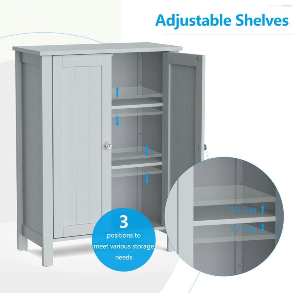 Finihen Bathroom Storage Cabinet, Bathroom Floor Cabinet, 2-Door Bathroom Floor Storage Cabinet Space Saver Organizer, for Bathroom, Living Room, Bedroom, Kitchen, Gray Finihen Bathroom Storage Cabinet, Bathroom Floor Cabinet, 2-Door Bathroom Floor Storage Cabinet Space Saver Organizer, for Bathroom, Living Room, Bedroom, Kitchen, Gray