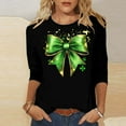thumbnail image 2 of Womens Funny St Patricks Day Shirts 3/4 Sleeve Crewneck Green Graphic Comfy Casual Loose Fit Tee Shirts Pullover Tops (3XL, Black), 2 of 5