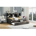 thumbnail image 3 of Euroco Wood Twin Size Daybed with Shelf, Wood Captain Bed with Drawers and Trundle Kids Teens, Antique Gray, 3 of 14