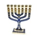 thumbnail image 1 of Candelabro de Menorá de 7 ramas, portavelas de aleación de zinc, portavelas, portavelas para banquetes, cumpleaños, repisa de chimenea Azul y dorado, 1 of 9