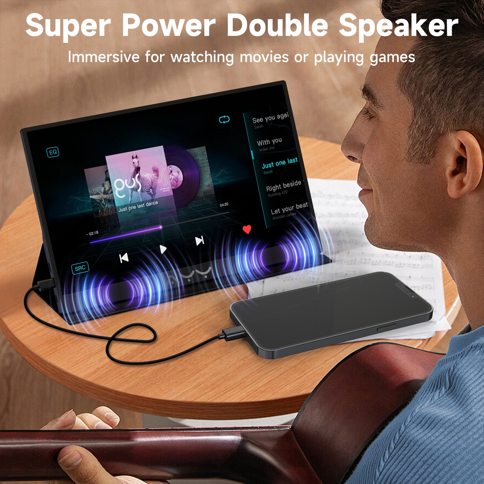 mayceyee 15.6 Inch Portable Monitor for Laptop,FHD 1080P USB C Travel Monitor External IPS HDMI for Computer, Second Display Screen Extender with Kickstand for PC Phone Switch PS4/5